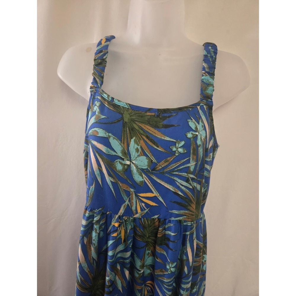 Vintage 90s Rachel Green Tropical Leaf Print Tiered Maxi Dress Women's Size M‎ - Picture 4 of 6